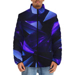Down-Padded Puffer Jacket Abstract Blue Polygons Geometric