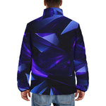 Down-Padded Puffer Jacket Abstract Blue Polygons Geometric