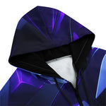 Men's Zip Up Hoodie Abstract Blue Polygons Geometric