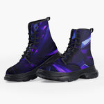 Casual Leather Chunky Boots Abstract Blue Polygons Geometric