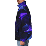 Down-Padded Puffer Jacket Abstract Blue Polygons Geometric