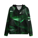 Men's Zip Up Hoodie Green Crystal Geometric Abstraction