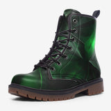 Leather Boots Green Crystal Geometric Abstraction