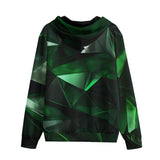 Men's Zip Up Hoodie Green Crystal Geometric Abstraction