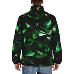 Down-Padded Puffer Jacket Green Crystal Geometric Abstraction