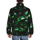 Down-Padded Puffer Jacket Green Crystal Geometric Abstraction