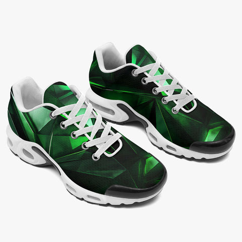 Air Cushion Sneakers Green Crystal Geometric Abstraction