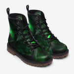 Leather Boots Green Crystal Geometric Abstraction