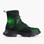 Casual Leather Chunky Boots Green Crystal Geometric Abstraction