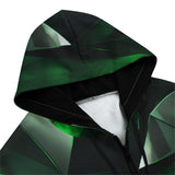 Men's Zip Up Hoodie Green Crystal Geometric Abstraction