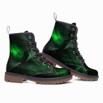 Leather Boots Green Crystal Geometric Abstraction