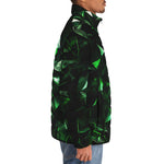Down-Padded Puffer Jacket Green Crystal Geometric Abstraction