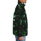Down-Padded Puffer Jacket Green Crystal Geometric Abstraction