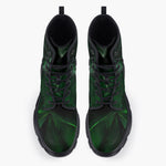 Casual Leather Chunky Boots Green Crystal Geometric Abstraction