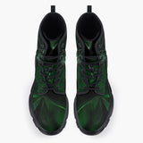 Casual Leather Chunky Boots Green Crystal Geometric Abstraction