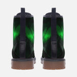 Leather Boots Green Crystal Geometric Abstraction