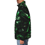 Down-Padded Puffer Jacket Green Crystal Geometric Abstraction