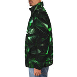Down-Padded Puffer Jacket Green Crystal Geometric Abstraction