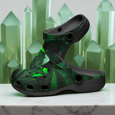 Classic Clogs Green Crystal Geometric Abstraction