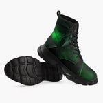 Casual Leather Chunky Boots Green Crystal Geometric Abstraction