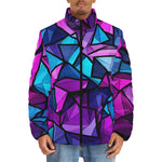 Down-Padded Puffer Jacket Blue Violet Polygonal Glass