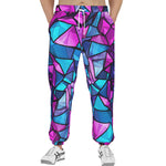 Men's Sweatpants Blue Violet Polygonal Glass