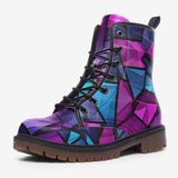 Leather Boots Blue Violet Polygonal Glass