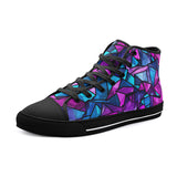 High-Top Canvas Shoes Blue Violet Polygonal Glass