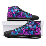 High-Top Canvas Shoes Blue Violet Polygonal Glass