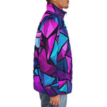 Down-Padded Puffer Jacket Blue Violet Polygonal Glass