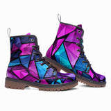 Leather Boots Blue Violet Polygonal Glass