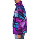 Down-Padded Puffer Jacket Blue Violet Polygonal Glass