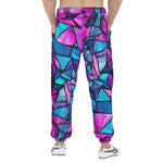 Men's Sweatpants Blue Violet Polygonal Glass