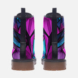 Leather Boots Blue Violet Polygonal Glass