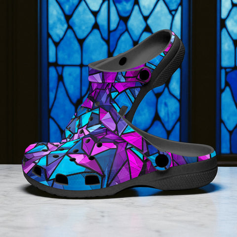 Classic Clogs Blue Violet Polygonal Glass