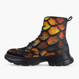 Casual Leather Chunky Boots Golden Dragon Skin