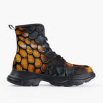 Casual Leather Chunky Boots Dragon Scales