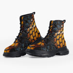 Casual Leather Chunky Boots Dragon Scales