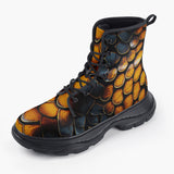 Casual Leather Chunky Boots Dragon Scales