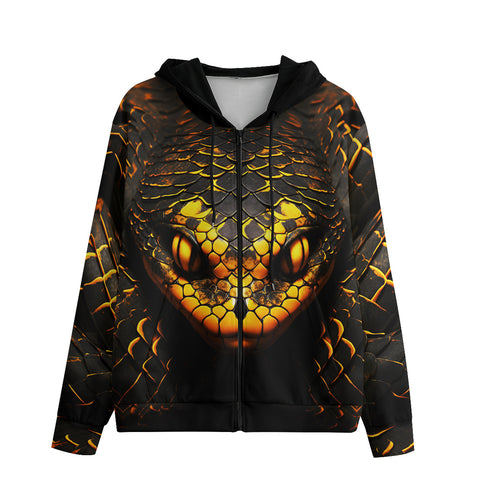 Men's Zip Up Hoodie Snake Head with Golden Skin