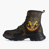 Casual Leather Chunky Boots Snake Head with Golden Skin