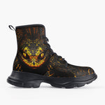 Casual Leather Chunky Boots Snake Head with Golden Skin