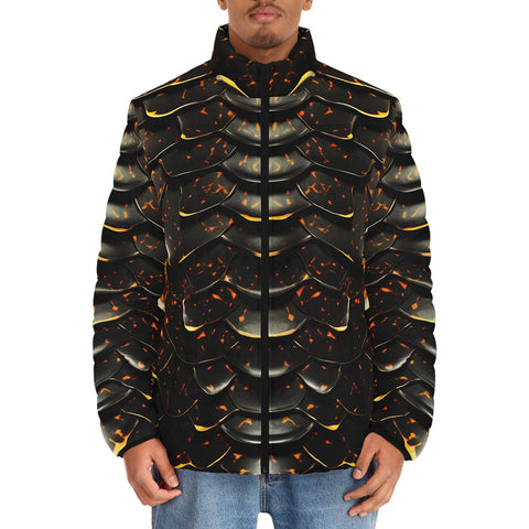 Down-Padded Puffer Jacket Dragon Skin Pattern