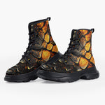 Casual Leather Chunky Boots Dragon Skin Pattern