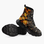 Casual Leather Chunky Boots Dragon Skin Pattern