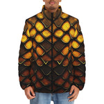 Down-Padded Puffer Jacket Golden Snake Skin Texture