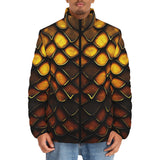 Down-Padded Puffer Jacket Golden Snake Skin Texture