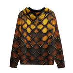 Men's Zip Up Hoodie Golden Snake Skin Texture