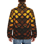 Down-Padded Puffer Jacket Golden Snake Skin Texture