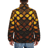 Down-Padded Puffer Jacket Golden Snake Skin Texture